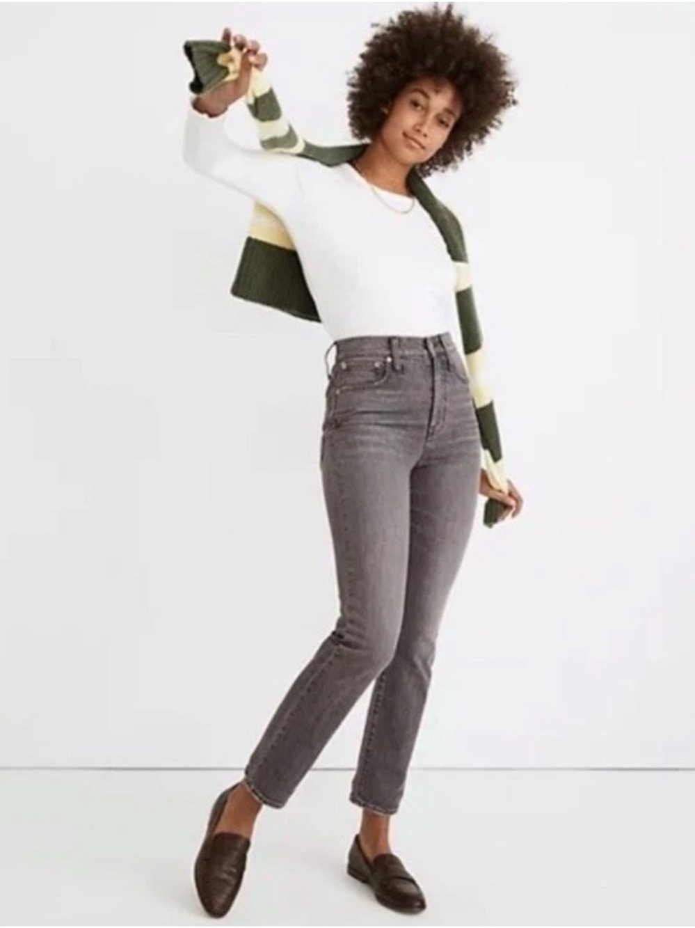 Madewell The Perfect Vintage Jean Dennison Wash Grey Tapered High Rise Sz 27